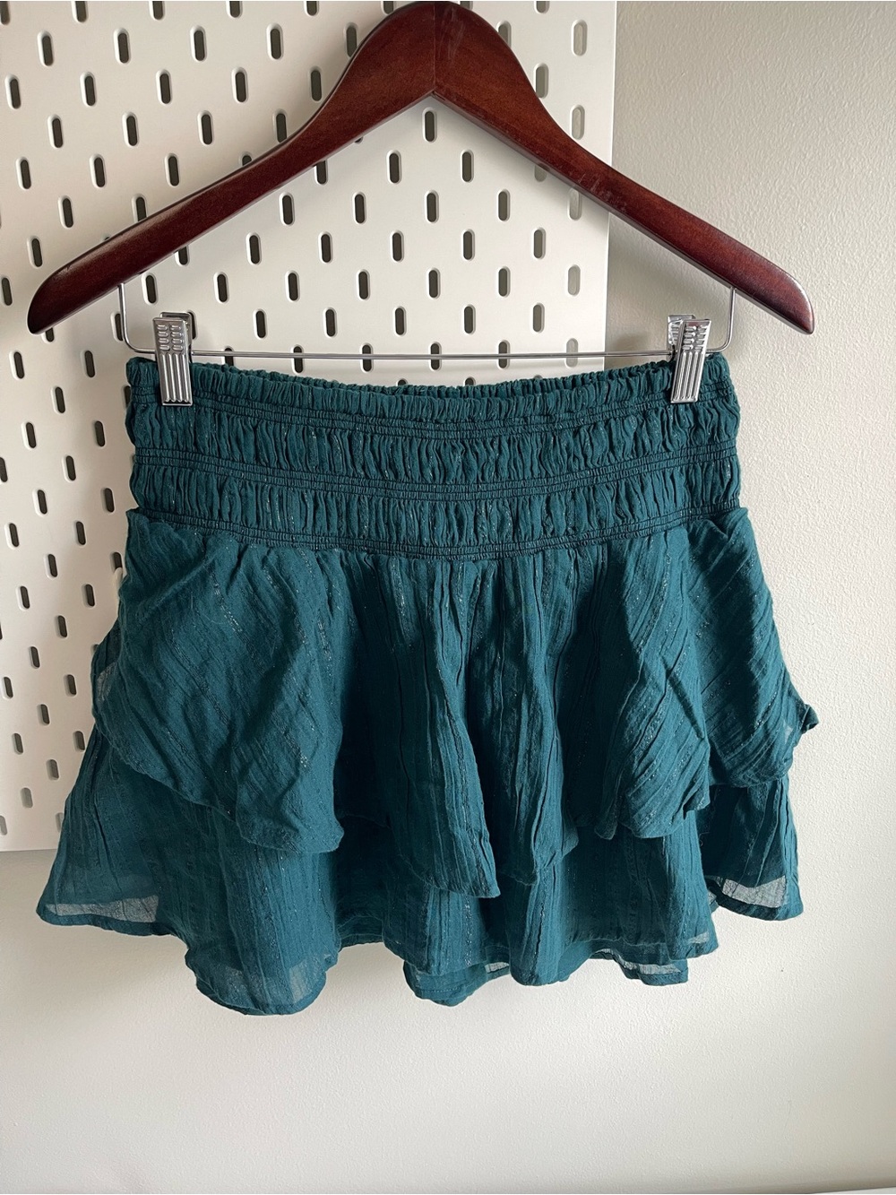 Red Carter Teal Smocked Waist Tiered Mini Skirt